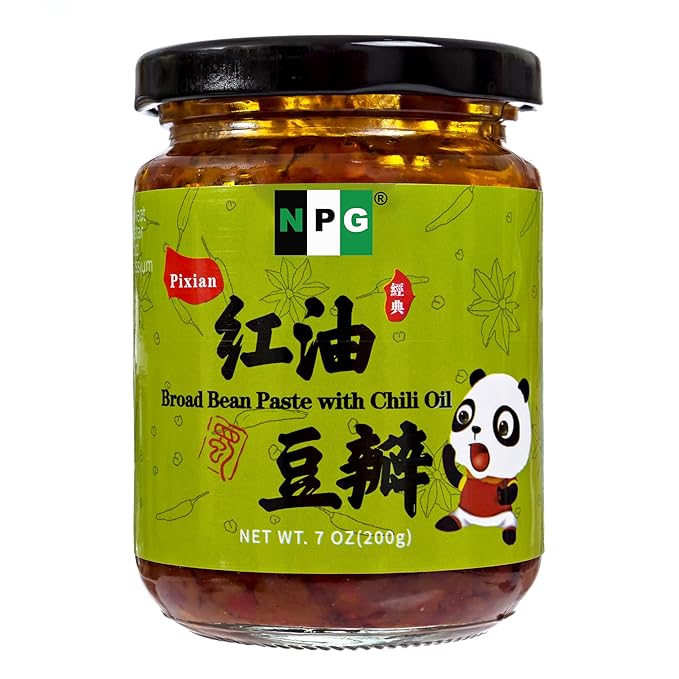 NPG Premium Sichuan Pixian Broad Bean Chili Paste with Red Chili Oil 7 Oz, Salty Fermented Hongyou Doubanjiang, Authentic Ingredient for Hotpots, Mapo Tofu, and Flavorful Sichuan Cuisine
