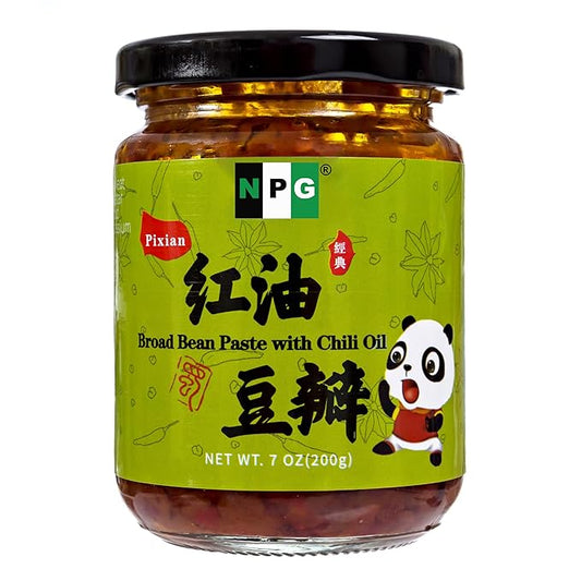NPG Premium Sichuan Pixian Broad Bean Chili Paste with Red Chili Oil 7 Oz, Salty Fermented Hongyou Doubanjiang, Authentic Ingredient for Hotpots, Mapo Tofu, and Flavorful Sichuan Cuisine