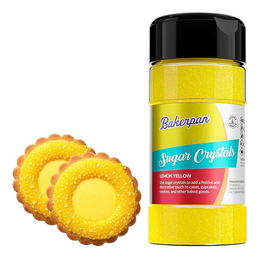 Bakerpan Sugar Sprinkles for Baking - 7 Ounce Lemon Yellow Decorating Sugar Crystals for Cookies, Cake Pops, Ice Cream (Made in USA)