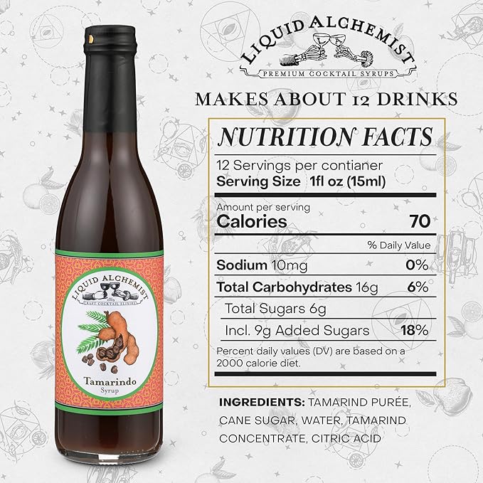 Liquid Alchemist Tamarind Syrup for Cocktails - Real Ingredients Make our Tamarindo Syrup the Perfect Spicy Margarita Mix - Made with Fresh Tamarind Puree & All Natural Tamarind Concentrate (12.7 oz)