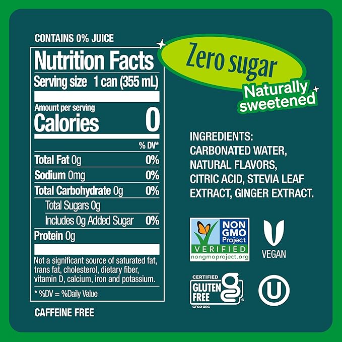 Zevia Zero Sugar Soda, Ginger Ale, 16 oz Cans (12-Pack) ??Naturally Sweetened, Non-GMO Project Verified, Gluten-Free, Vegan