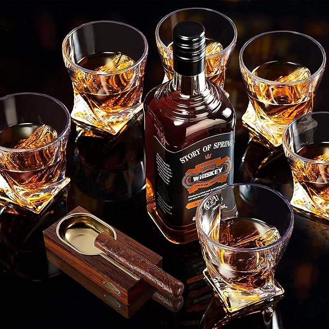 Old Fashioned Whiskey Glasses 10 OZ Rocks Glasses Set of 6, Gift Box - Barware For Bourbon, Scotch, Rum glasses, for Men Women