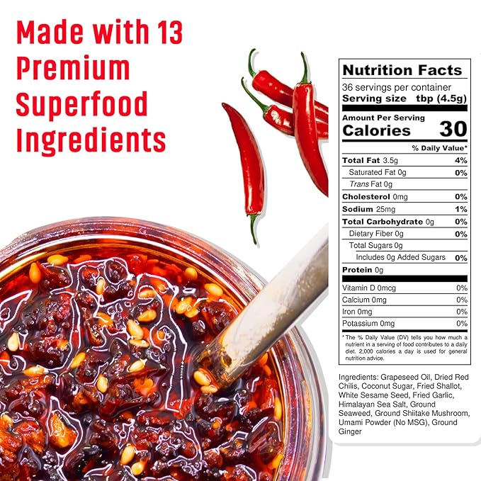 SAUCE UP 100% Natural Artisan Chili-Crisp 6oz-Premium 13 Ingredients, Vegan, Keto, Zero Msg, Flavor Bomb, Crafted in NYC (Sweet, Crispy, Umami, Smoky, Savory)-Good on Anything Chili Sauce (Original)
