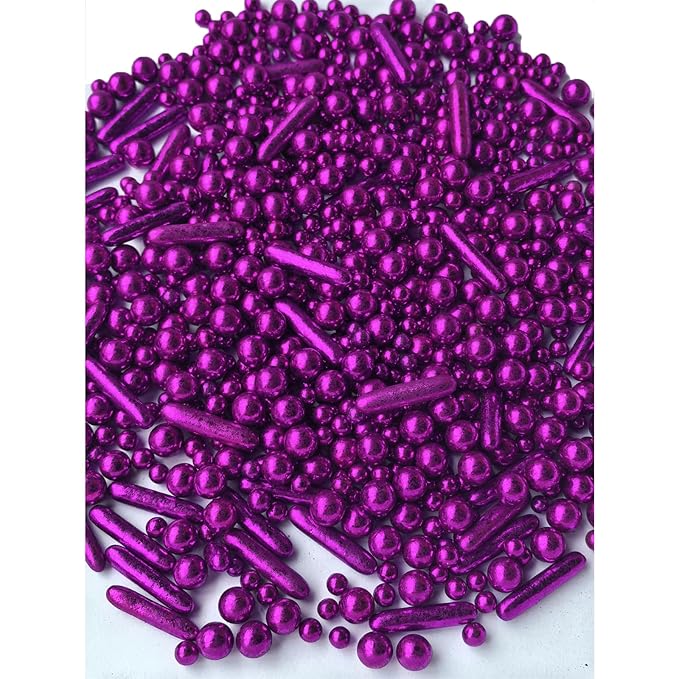 Sprinkles Purple Pearl Sugar Candy Mix Size Baking Cake Decorations Cupcake Toppers Celebrations Shaker Jar Wedding Shower Party (130g/4.2oz竊?"<div>