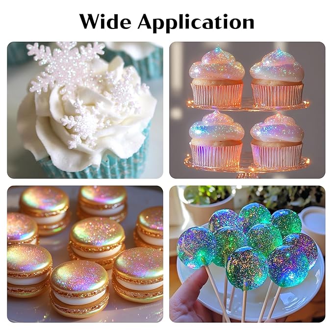 Iridescent Edible Glitter ??6g Rainbow Luster Dust Drink Glitter, Food Grade Shimmer Powder for Cocktails, Cakes, Beverages, Chocolate & Candy