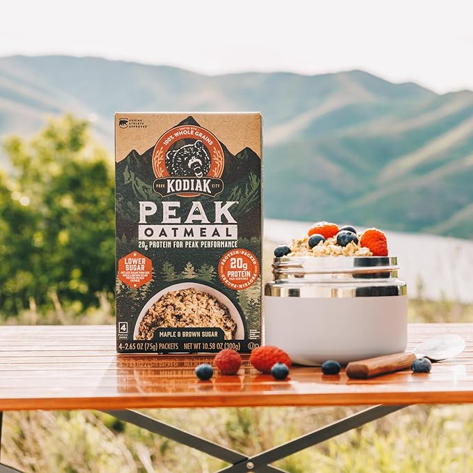Kodiak Cakes Peak Instant Oatmeal Packets, Maple Brown Sugar, High Protein,100% Whole Grains, 6 box with 4 packets each (Total of 24 packets)