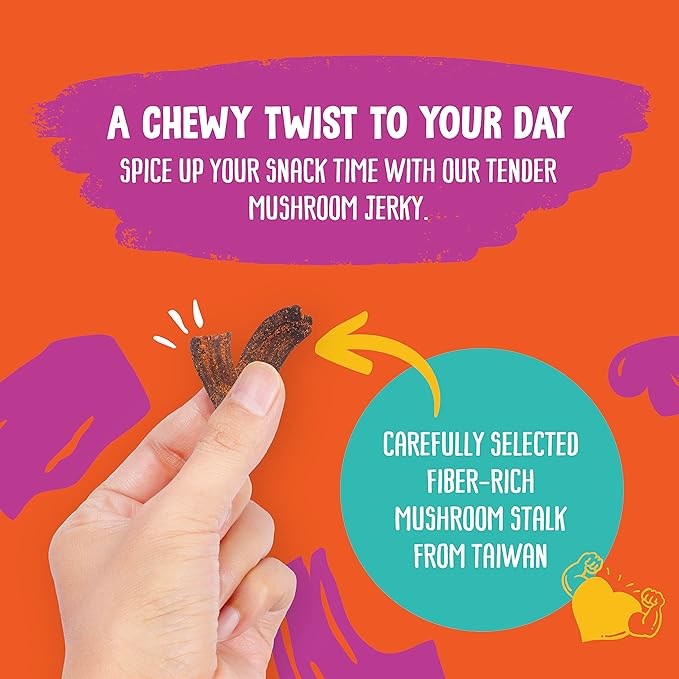The Daily Good Mushroom Jerky - Single-Pack Snacks, Yummy High-Fiber Mushroom Snack, Meatless & Gluten-Free Food, Contains Eggs, Made from Shiitake Stalk, 0.58 lbs., Vegetarian, Original Flavor