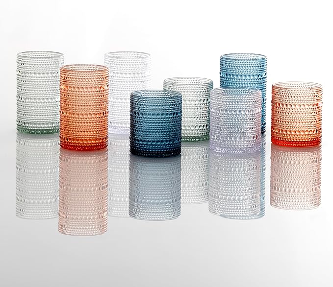 FORTESSA Orbetto Outdoor Hobnail Plastic Drinkware, 13 Ounce Iced Beverage Cocktail Glass (Set of 4), Break-Resistant Acrylic Drinkware Collection, Sage Green