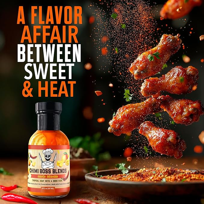 Chimi Boss Mango Habanero Sauce – Sweet-Heat Flavor Explosion for Tacos, Chicken, Pizza & More – 8 fl oz Bottle – Small Batch, USA Made, No Fillers