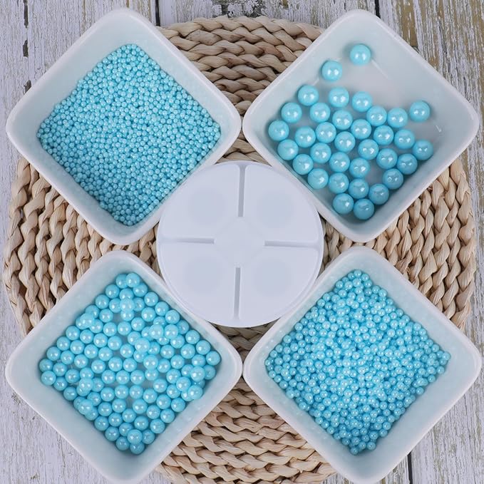Sprinkles for Cake Decorating, Light Blue Pearl Sprinkles 4 Sizes Mix for Cake Cupcake Cookie Baking Donuts Ice Cream Toppings