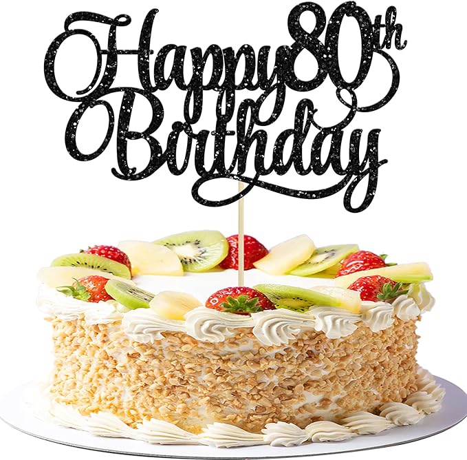 1 Pack Happy 80th Birthday Cake Topper Gold Glitter Number 80 Eighty Years Old Birthday Cake Pick Decoration For 80th Birthday Celebrating Anniversary Party Supplies