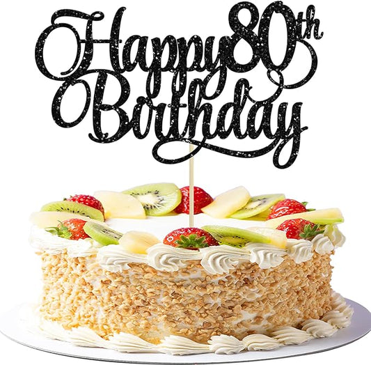 1 Pack Happy 80th Birthday Cake Topper Gold Glitter Number 80 Eighty Years Old Birthday Cake Pick Decoration For 80th Birthday Celebrating Anniversary Party Supplies