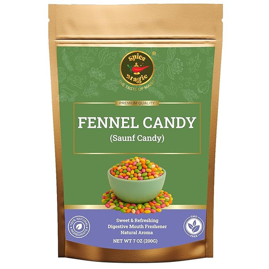 Spice Magic Fennel Candy ??7 oz (200g) | Sweet & Refreshing Mouth Freshener | Traditional Indian Saunf Mukhwas | Digestive Delight (7oz (200g), Fennel Candy)