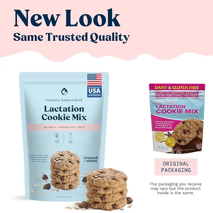 Lactation Cookies Mix - Gluten Free and Dairy Free Oatmeal Breastfeeding Cookie Supplement Support for Breast Milk Supply Increase (Chocolate Chip, 1 Pound)