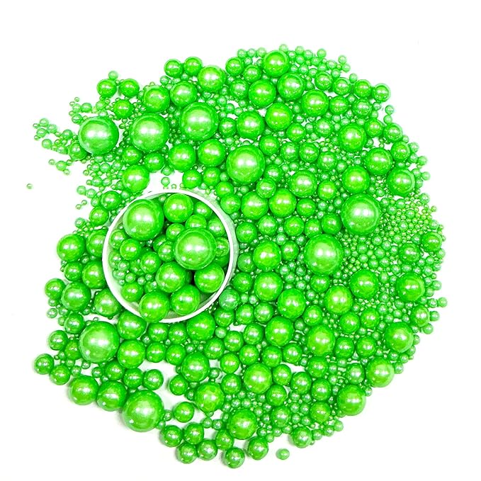 Sprinkles Edible Christmas Green Pearl Sugar Sprinkles Candy 142g/5.01oz Mix Size Christmas Green Pearls Baking Cupcake Toppers Cookie Decorations for Wedding Parties Valentines Day Christmas