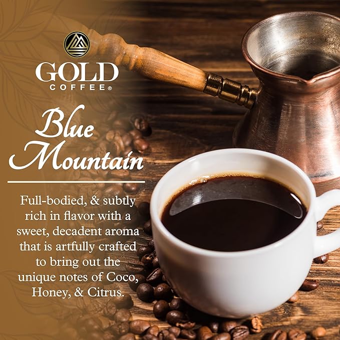 Gold Coffee | Blue Mountain Premium Blend | Medium Roast, Whole Bean | 100% Arabica Coffee | 1 lb. (Pack of 4)
