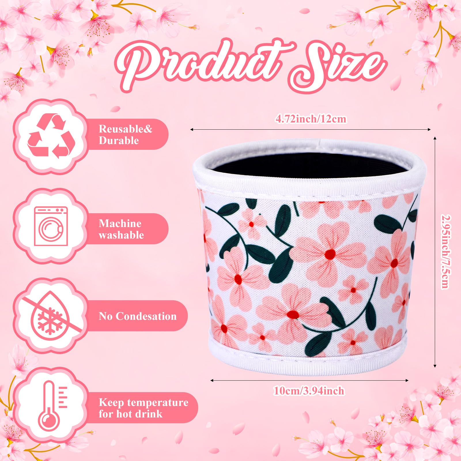 Potchen 16 Pack Reusable Iced Coffee Cup Sleeves Neoprene Insulated Drink Cup Insulator Sleeve for