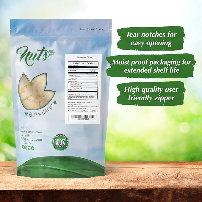 NUTS U.S. – Dried Pineapple Dices | No Added Colors and No Artificial Flavors | NON- GMO | Packed In Resealable Bags!!! (4 LBS)
