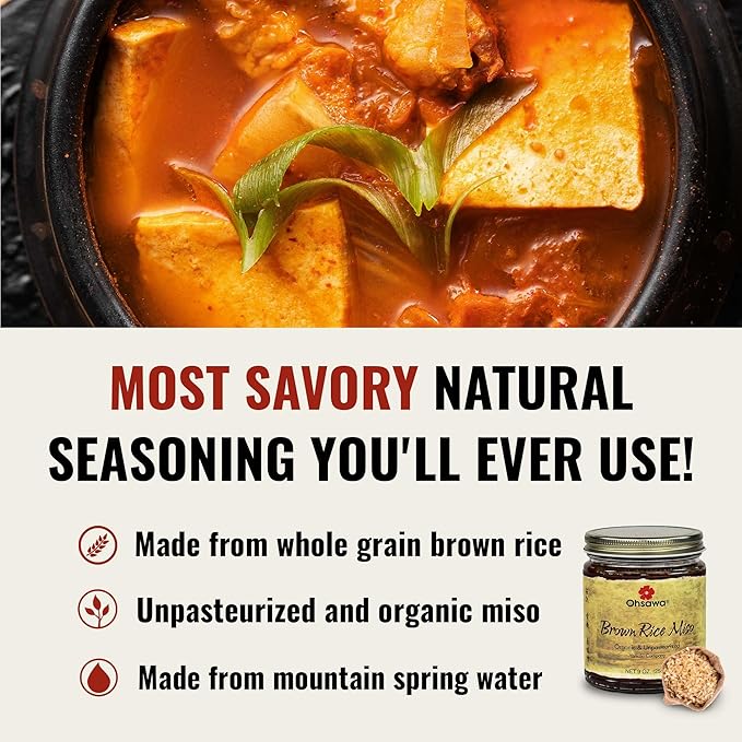 OHSAWA - Organic Yamaki Brown Rice Miso - Macrobiotic, Vegan and Gluten-Free - 9 Oz