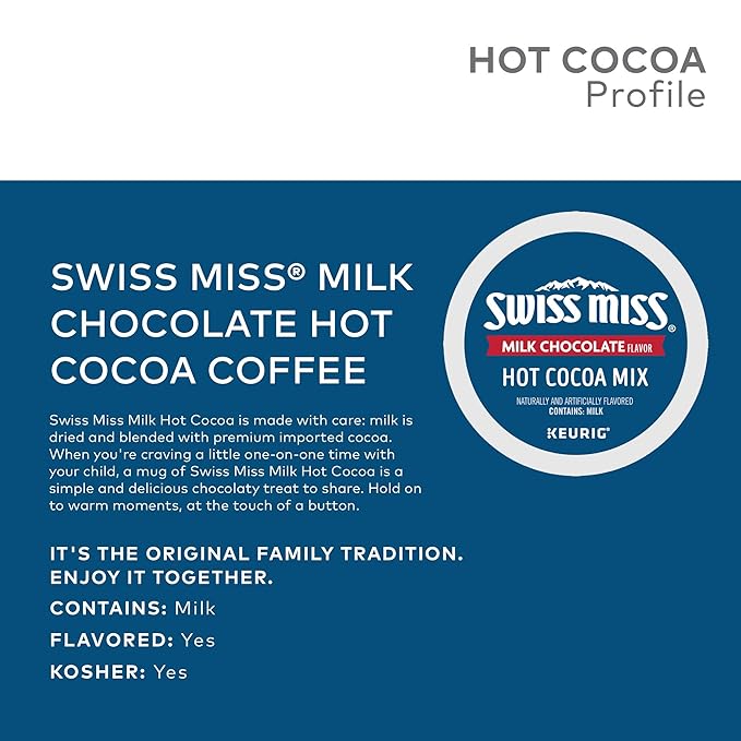Swiss Miss Milk Chocolate Hot Cocoa, Keurig Single-Serve Hot Chocolate K-Cup Pods, 72 Count