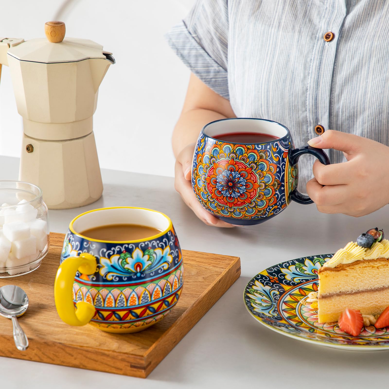vancasso Coffee Mugs Set of 6, 18oz Ceramic Coffee Cups, Colorful