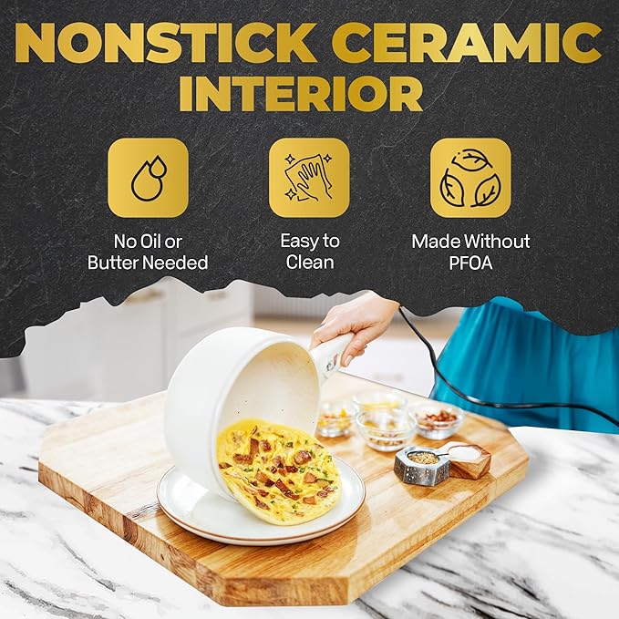 PRO 2.5L Electric Hot Pot with Lid & Steamer, Non Toxic Ceramic Cooker Skillet for Ramen, Eggs, Pasta for Dorms, Camping, RVs, Work, Adjustable Temp. - New Improved 2025 Model