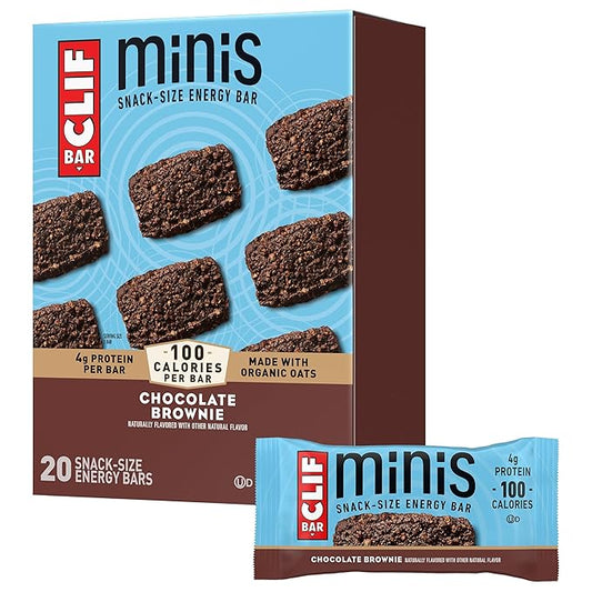 CLIF BAR Minis - Chocolate Brownie Flavor - Made with Organic Oats - 4g Protein - Non-GMO - Plant Based - Snack-Size Energy Bars - 0.99 oz. (20 Pack)