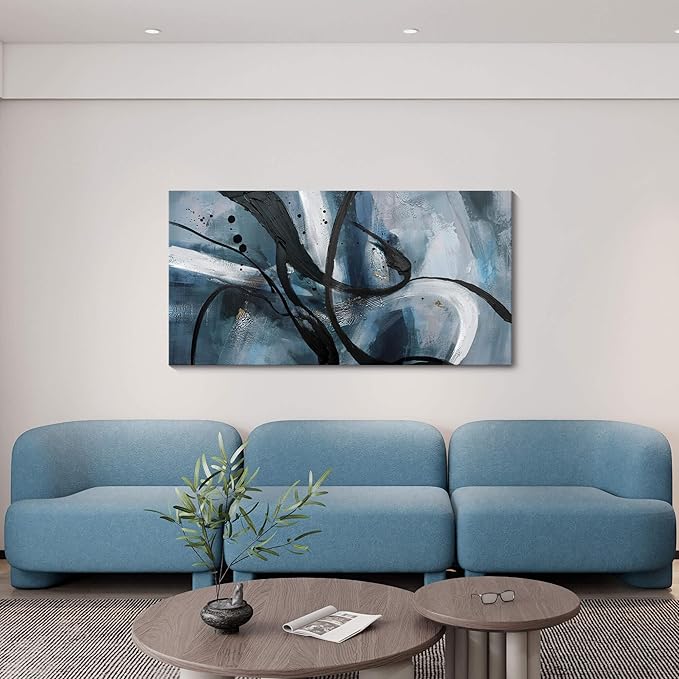 Abstract Canvas Wall Art Black And White Graffiti Lines Simple Art Modern Abstract Artwork Canvas Prints Canvas Picture Contemporary Wall Art Bedroom Living Room Office Decoration Framed 20x40