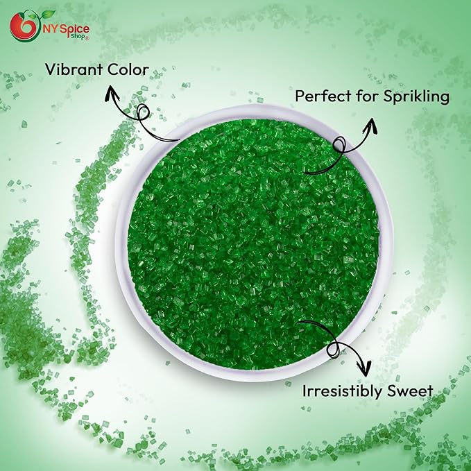 NY Spice Shop Green Sanding Sugar - 3 Pound Sweet Colorful Edible Sprinkles For Candy Dish - Sugar Sprinkles For Cake Decorating Cookies Basket & Dishes