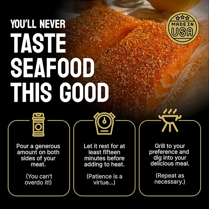 Magic Fish Seasoning, Cajun Seasoning, Savory, Spicy & Finger Licking Good ??Catfish, Bass, Salmon, Shrimp Seasoning ??Dry Rub For Fish & Seafood Seasoning for Paella, Jumbo, or A Fish Fry (5 oz)