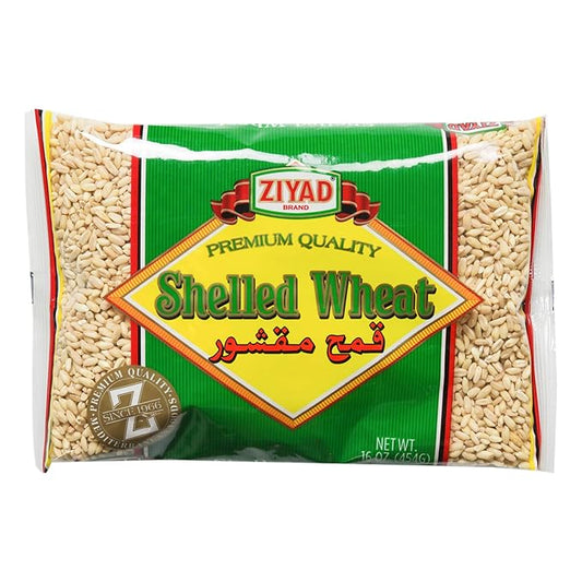 Ziyad Premium Quality Shelled Wheat ??Finely Ground, Smooth Wheat Cereal ??High Fiber, No Cholesterol/Salt ??Vitamin-Enriched, Vegan ??Quick 30 Min Prep ??Versatile for Sweet & Savory Dishes, 1 pound