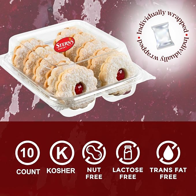 Linzer Tart Cookies | 10 Individually Wrapped Shortbread Cookies | Fresh & Delicious Italian Cookies | Linzer Tortes | Jelly Filled Cookies | Gourmet Cookies | 9 oz Stern?셲 Bakery