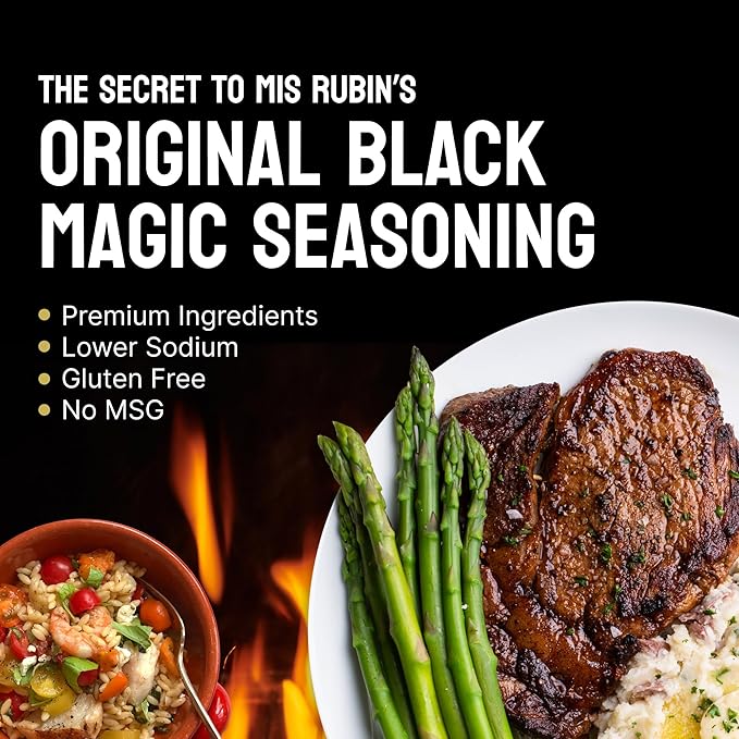 MIS' RUBIN'S BLACK MAGIC SEASONING Charcoal Seasoning for Steak Meat - BBQ seasonings and rubs for smoking and grilling spices - Spices and Seasonings For Grilling - 5 Oz. BBQ Seasoning Shaker