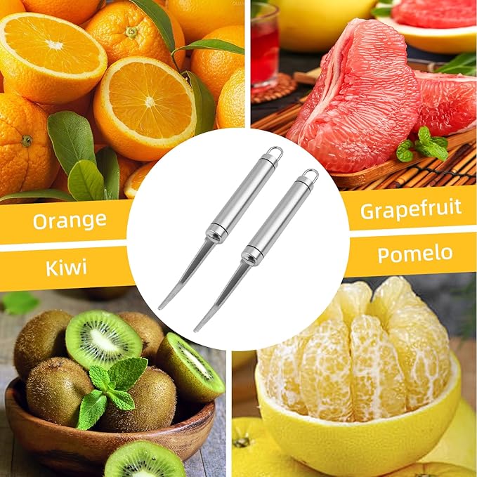 2PCS Grapefruit Knife Set, Curved Serrated Stainless Steel Fruit Knife for Grapefruit, Orange, Lemon, Kiwi, Avocado - Easy to Hang, Dishwasher Safe, Ergonomic Handle for Effortless Peeling and Slicing