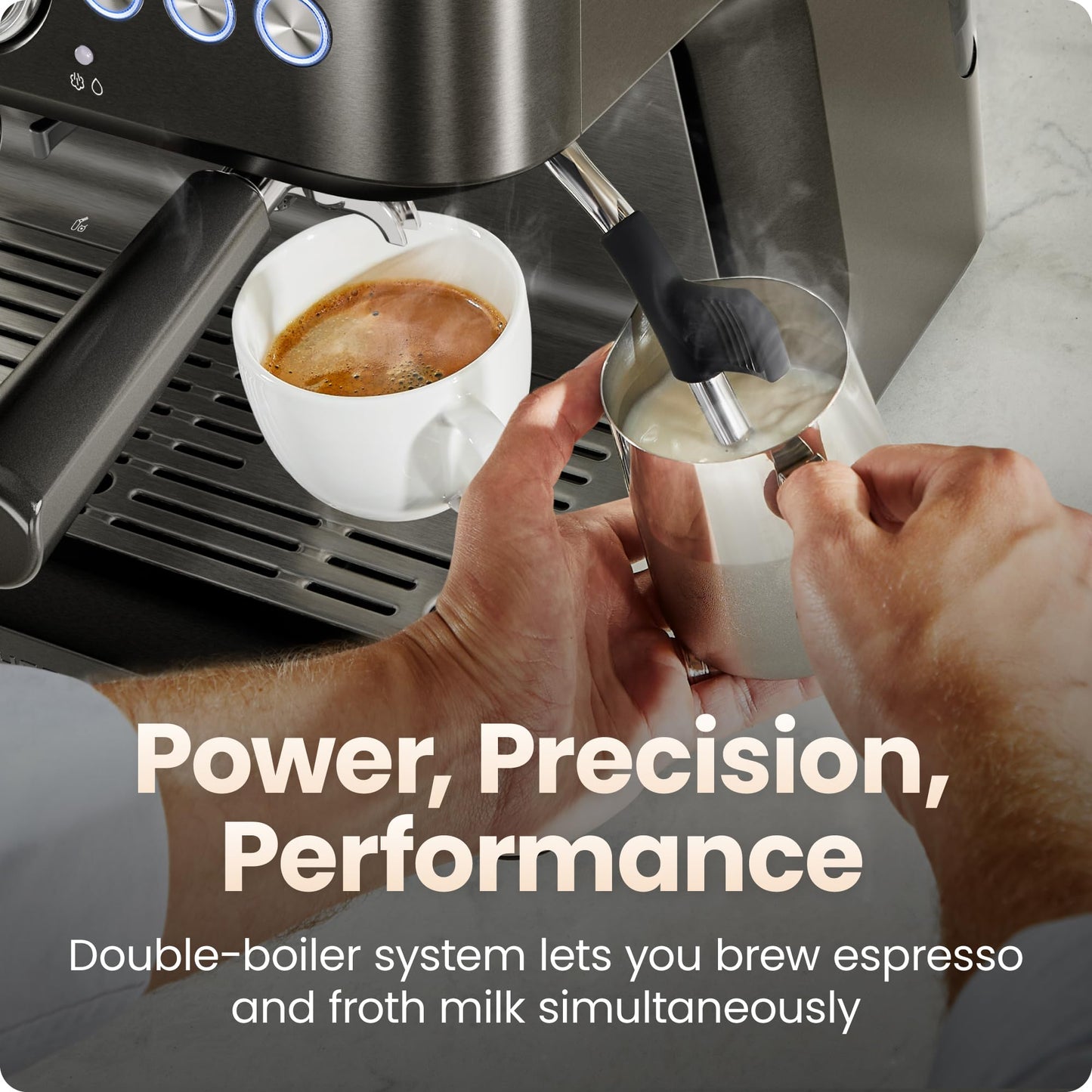 Chefman Crema Deluxe Espresso Machine with Double Boiler, Use Milk Frother and Brew Espresso