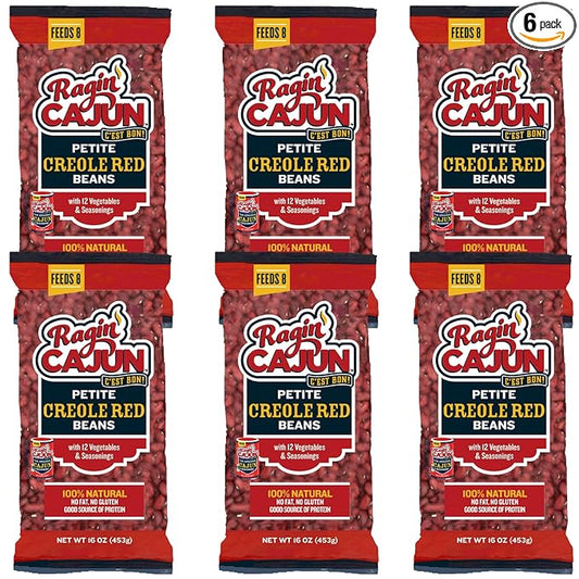 Seasoned Petite Red Beans 16 oz Ragin Cajun (Pack of 6)
