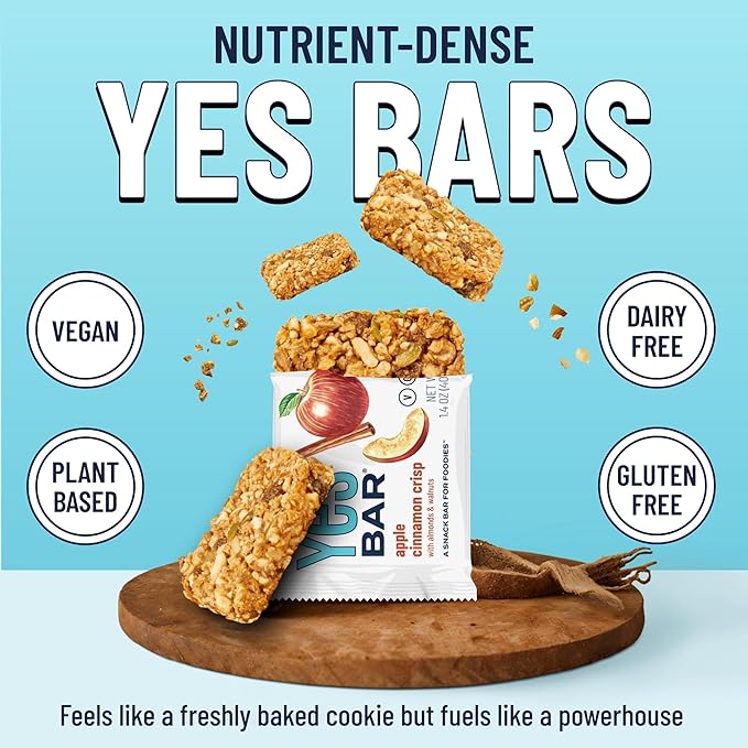 The YES Bar Apple Cinnamon Crisp ??Plant Based Protein, Decadent Snack Bar ??Vegan, Paleo, Gluten Free, Dairy Free, Low Sugar, Healthy Snack, Breakfast, Low Carb, Keto Friendly (Pack of 6)