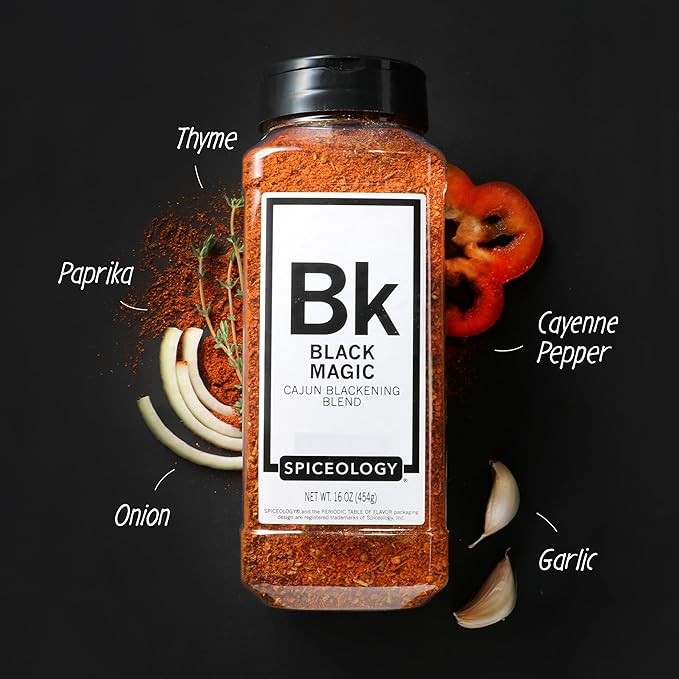 Spiceology – Black Magic Cajun Blackening Seasoning – Bold & Savory Blackening Seasoning for Chicken, Fish, Turkey, and More – Versatile Cajun Spice Blend & Dry Rub – 18 oz