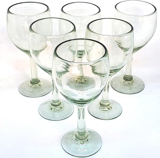 Clear 13 oz Wine Glasses (set of 6), Recycled Glass, Lead-free, Toxin-Free (13 oz Wine)