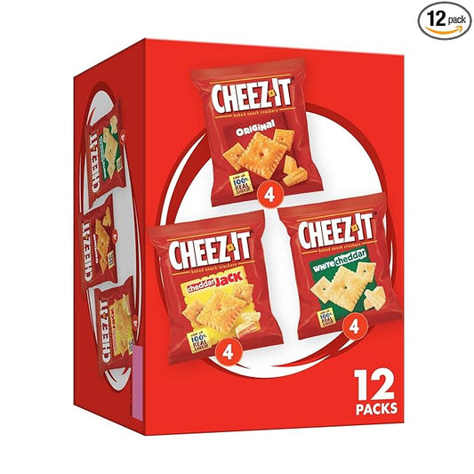 Cheez-It Cheese Crackers, Baked Snack Crackers, Lunch Snacks, Variety Pack, 12.1oz Box (12 Packs)