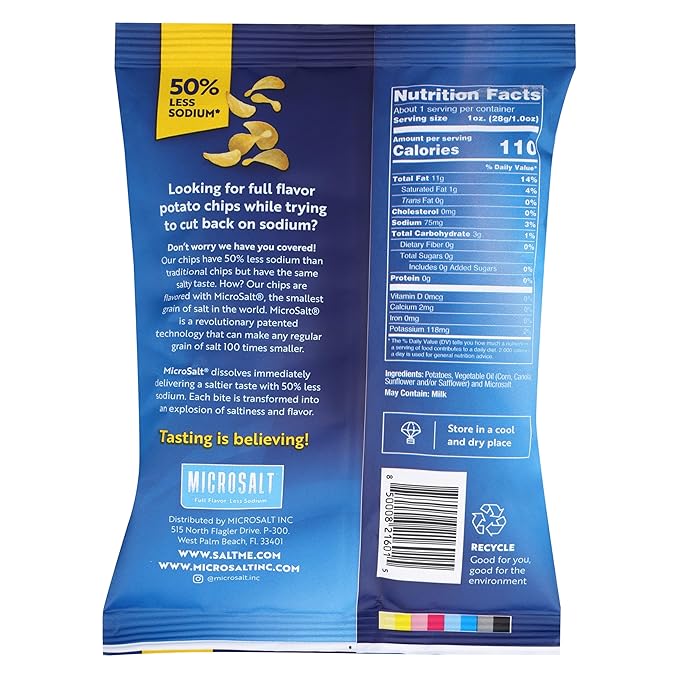 SaltMe! Variety Potato Chips - 24 count 1oz Bags - 50% Less Sodium, Kosher, Non-GMO, Gluten Free - Less Salt, Great Flavor