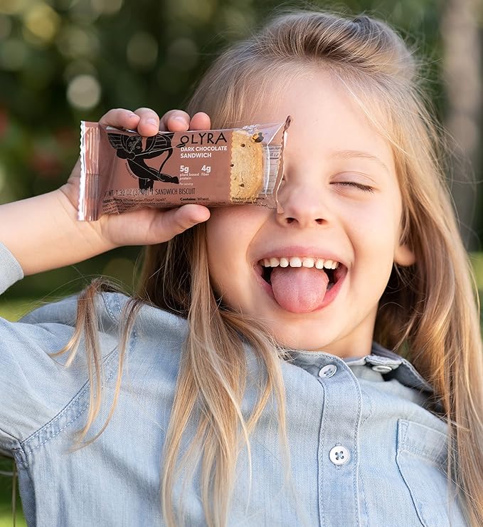 Olyra Dark Chocolate Sandwich Breakfast Biscuits, Healthy Snacks for Adults and Kids, Low Sugar, Organic Vegan Cookies, Office Snacks, USDA Certified, Non GMO 24 Packs