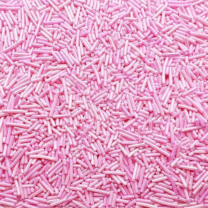 SE Si&Moos Baby Pink Jimmies Sprinkles Pink Sprinkles for Cake Decorating Edible Crunchy Jimmies for Topping Ice Cream, Cookies, Cakes, Cupcakes, Dessert Decorating 3 OZ