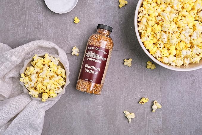 Amish Country Popcorn | 2-14 oz Bottles | Medium Yellow Popcorn Kernels | Old Fashioned, Non-GMO and Gluten Free (2-14 oz Bottles)