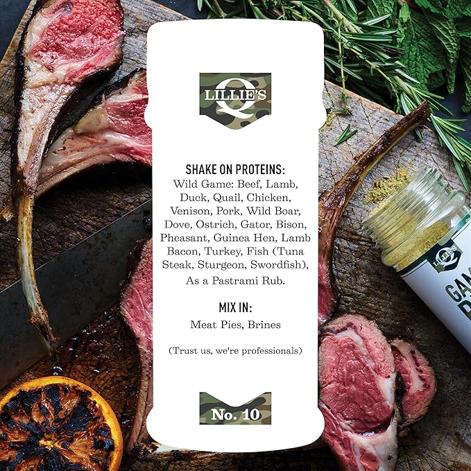 Lillie?™s Q - Game Rub for Wild Meat, Cardamom & Rosemary Seasoning for Grilling, Flavorful Rub Perfect for Venison, Boar, Rabbit, Duck and More (5 oz)