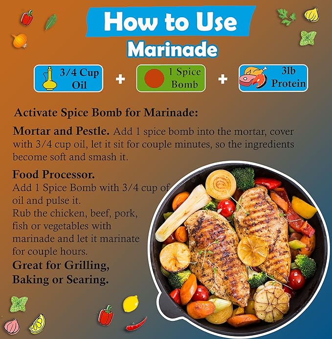 Cajun Spice Bombs Seasoning Pack of 4 - Spice Mix for Soup, Stew, Marinade