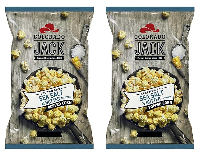 Colorado Jack Gourmet Flavored Popcorn - Colorado Jack Popped Corn in Legendary Flavors (Sea Salt & Butter)