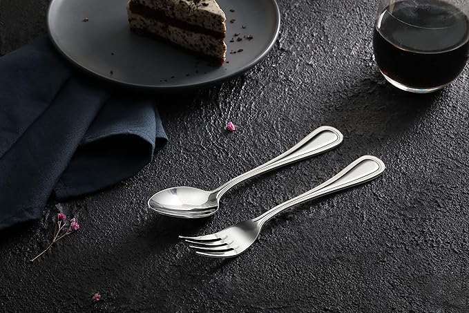 New Star Foodservice 58123 Slimline Pattern, 18/0 Stainless Steel, Dinner/Dessert Spoon, 7.25-Inch, Set of 12