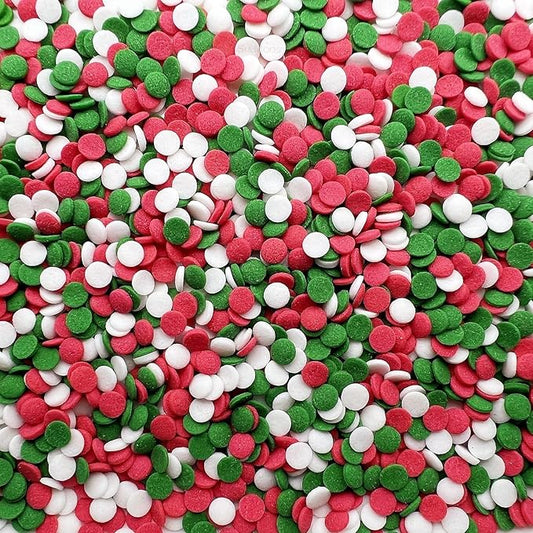 SE Si&Moos Christmas Confetti Sprinkles Edible Red Green and White Sequins Red and Green Confetti Sprinkles Edible Christmas Cookie Sprinkles and Decorations for Topping Cupcakes, Cookies, Cakes, Cakes Pops 3 OZ