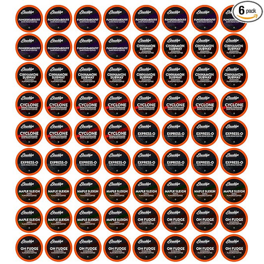 Brooklyn Beans Gourmet Assorted Variety Pack, Compatible with 2.0 Keurig Coffee Pods Brewer, 72 Count